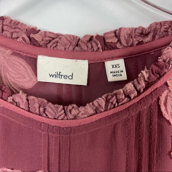 ARITZIA Wilfred Lourdes Mauve Pink Boho Victorian Floral Appliqué Swing Blouse - Picture 6 of 16